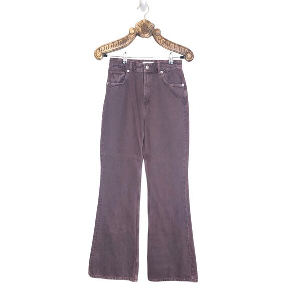 Zara Jeans Mauve Purple High Rise Flare Retro Rigid Denim Casual Women Size 4 - Picture 7 of 7